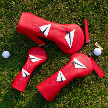 Red White Airplane Driver Head Cover Set